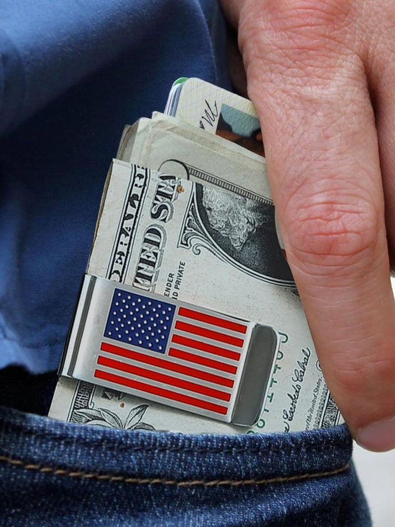 ChainsHouse Stainless Steel Money Clip Slim Wallet Credit Business Card Holder for Men, Wallet Charms Gift for Father Dad Husband - Image 2